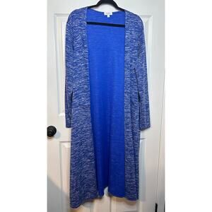 Lularoe XL Cardigan Duster Sweater Sarah Open Front Pocketed Heathered Blue